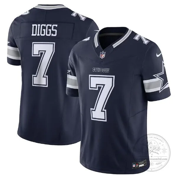 Dallas Cowboys Football Trevon Diggs Number 7 Navy Blue Game Day Jersey