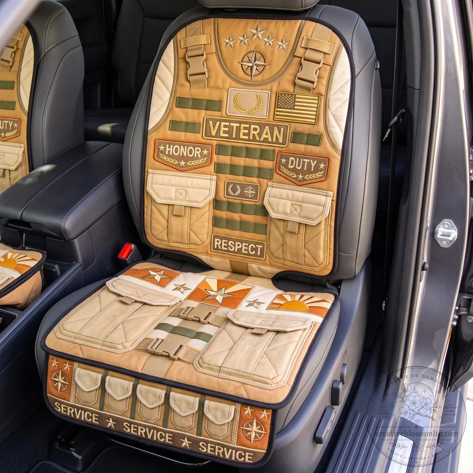 United States Veteran Embroidered Tactical Car Seat Cover Protector
