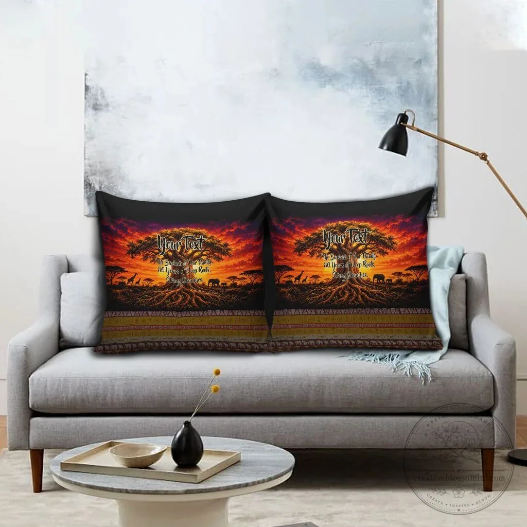 Personalized 80th Birthday Baobab Tree African Sunset Savanna Silhouette Pillow Cover 8 Personalized 80th Birthday Baobab Tree African Sunset Savanna Silhouette Pillow Cover
