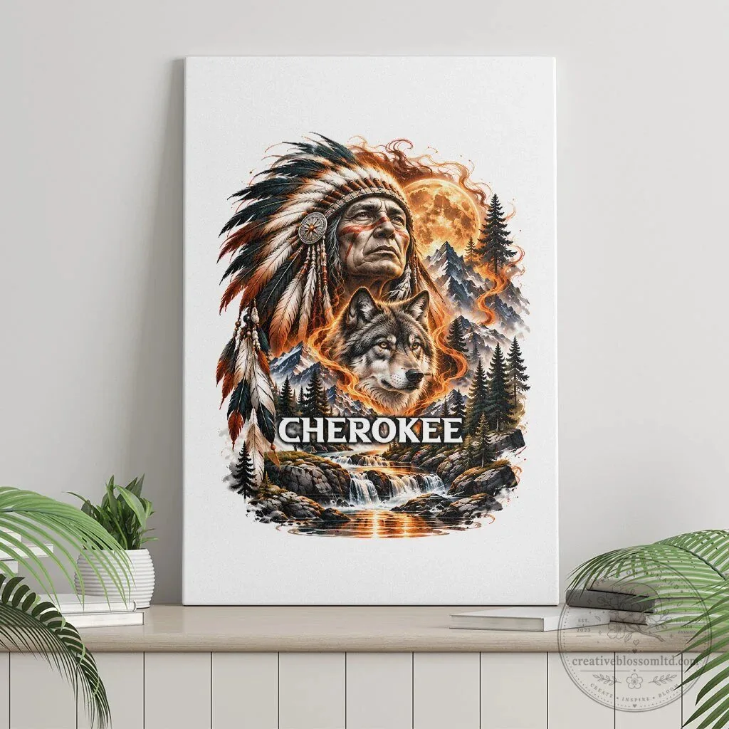 Cherokee Wolf Native American Chief Tribal Nature Landscape Canvas Wall Art 10 Cherokee Wolf Native American Chief Tribal Nature Landscape Canvas Wall Art