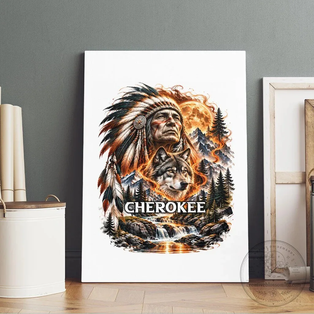 Cherokee Wolf Native American Chief Tribal Nature Landscape Canvas Wall Art 13 Cherokee Wolf Native American Chief Tribal Nature Landscape Canvas Wall Art