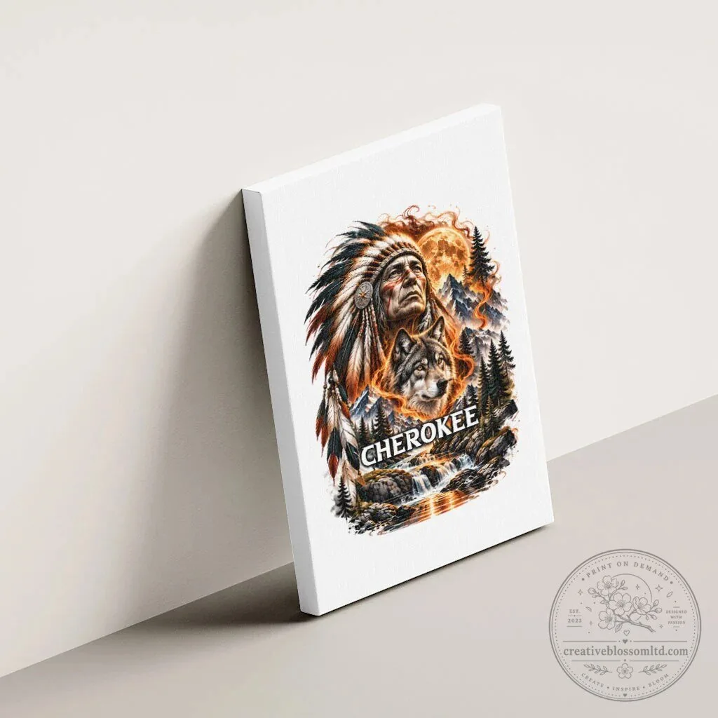 Cherokee Wolf Native American Chief Tribal Nature Landscape Canvas Wall Art 15 Cherokee Wolf Native American Chief Tribal Nature Landscape Canvas Wall Art