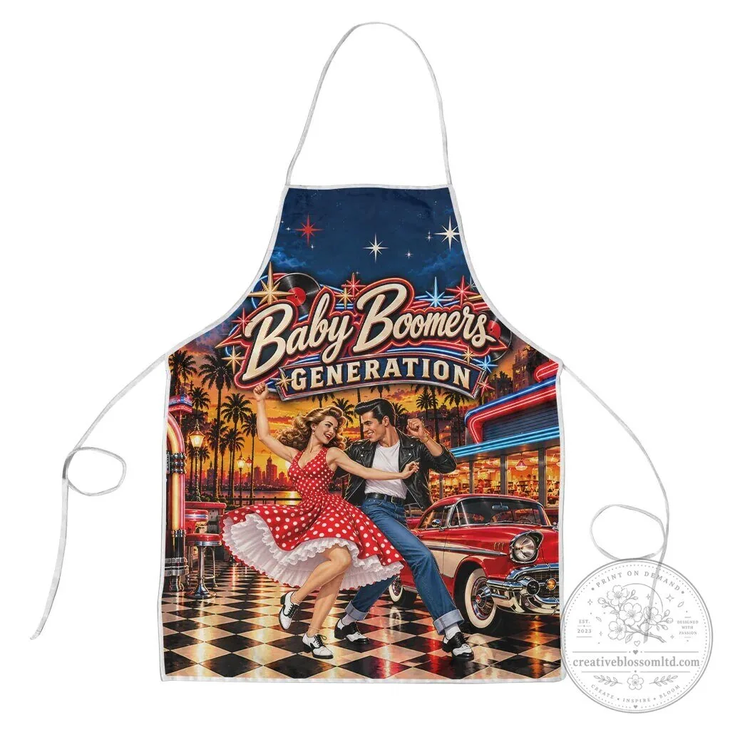 Baby Boomers Generation Vintage 1950s Retro Rock And Roll Nostalgia Apron