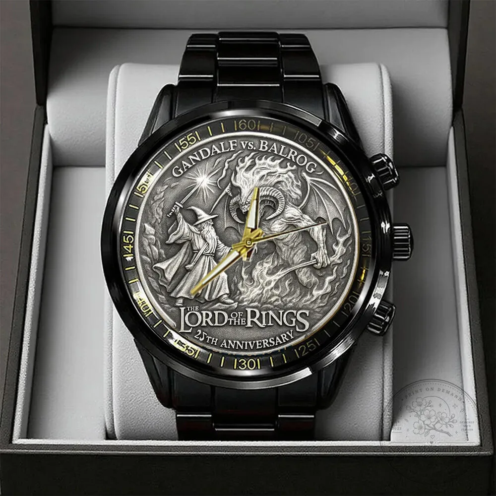 Lord of the Rings Gandalf versus Balrog Black Stainless Steel Watch