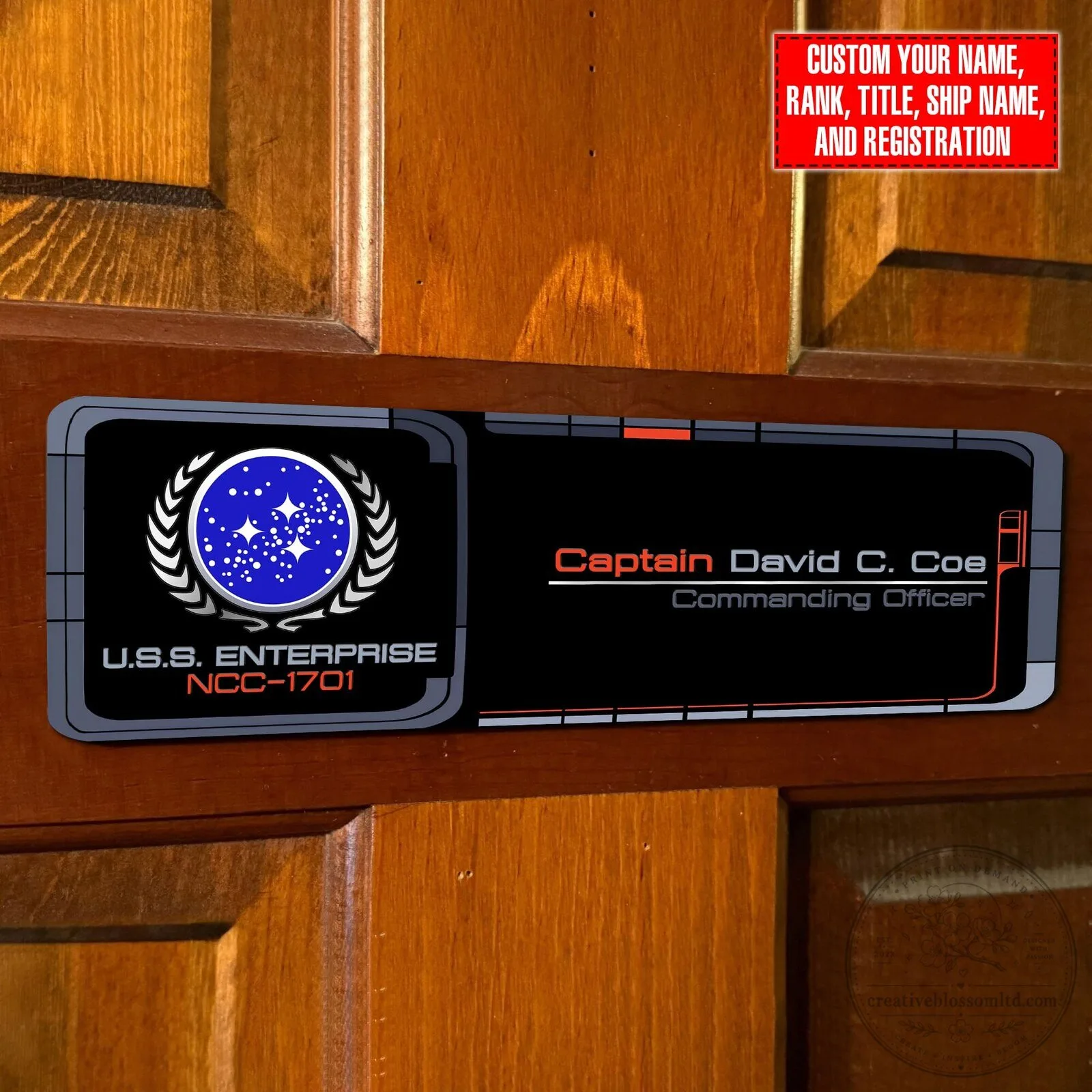 Star Trek United Federation of Planets LCARS Personalized Door Sign Plaque 1 Star Trek United Federation of Planets LCARS Personalized Door Sign Plaque