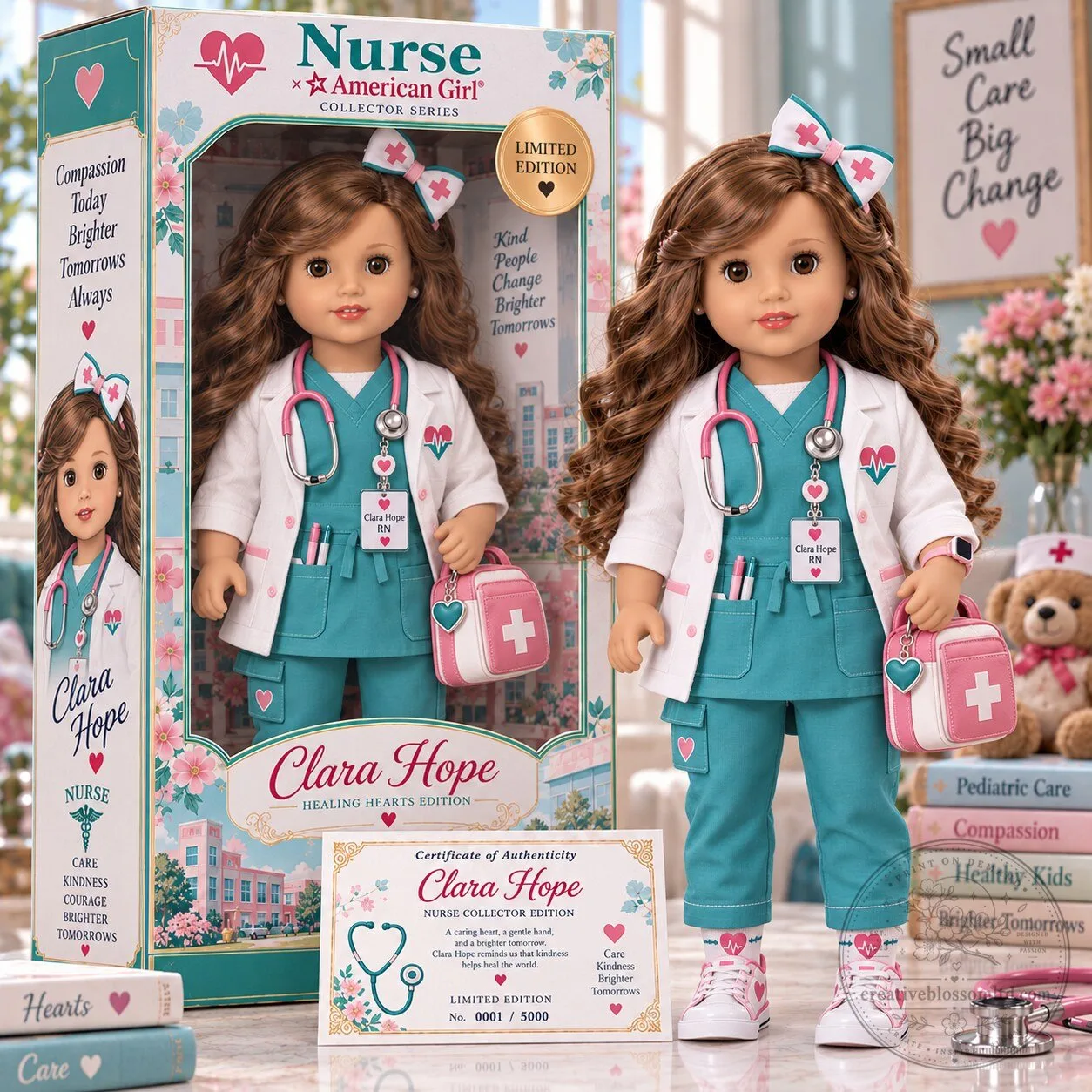 American Girl Clara Hope Nurse Collector Edition Doll with Stethoscope and Scrubs