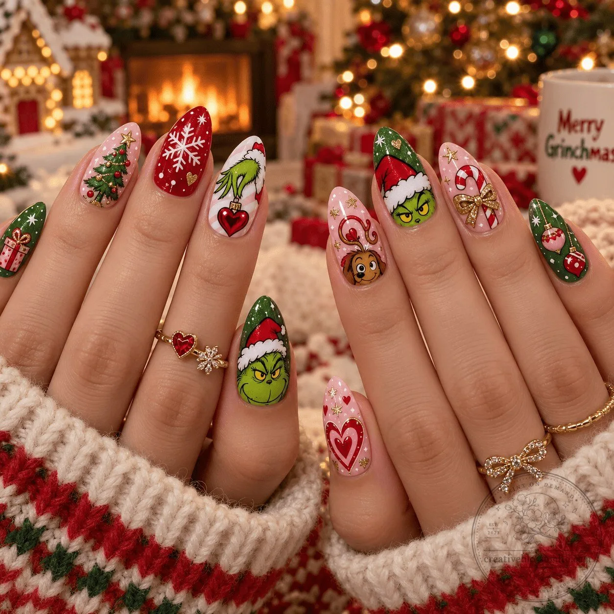 The Grinch Christmas Whoville Holiday Press On Nail Set