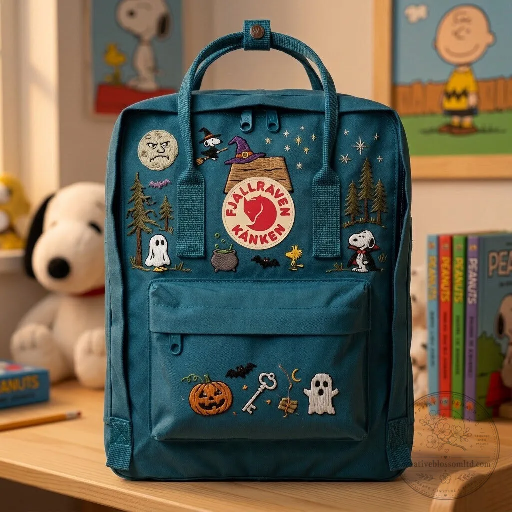 Fjallraven Kanken Backpack featuring Snoopy Halloween Embroidery