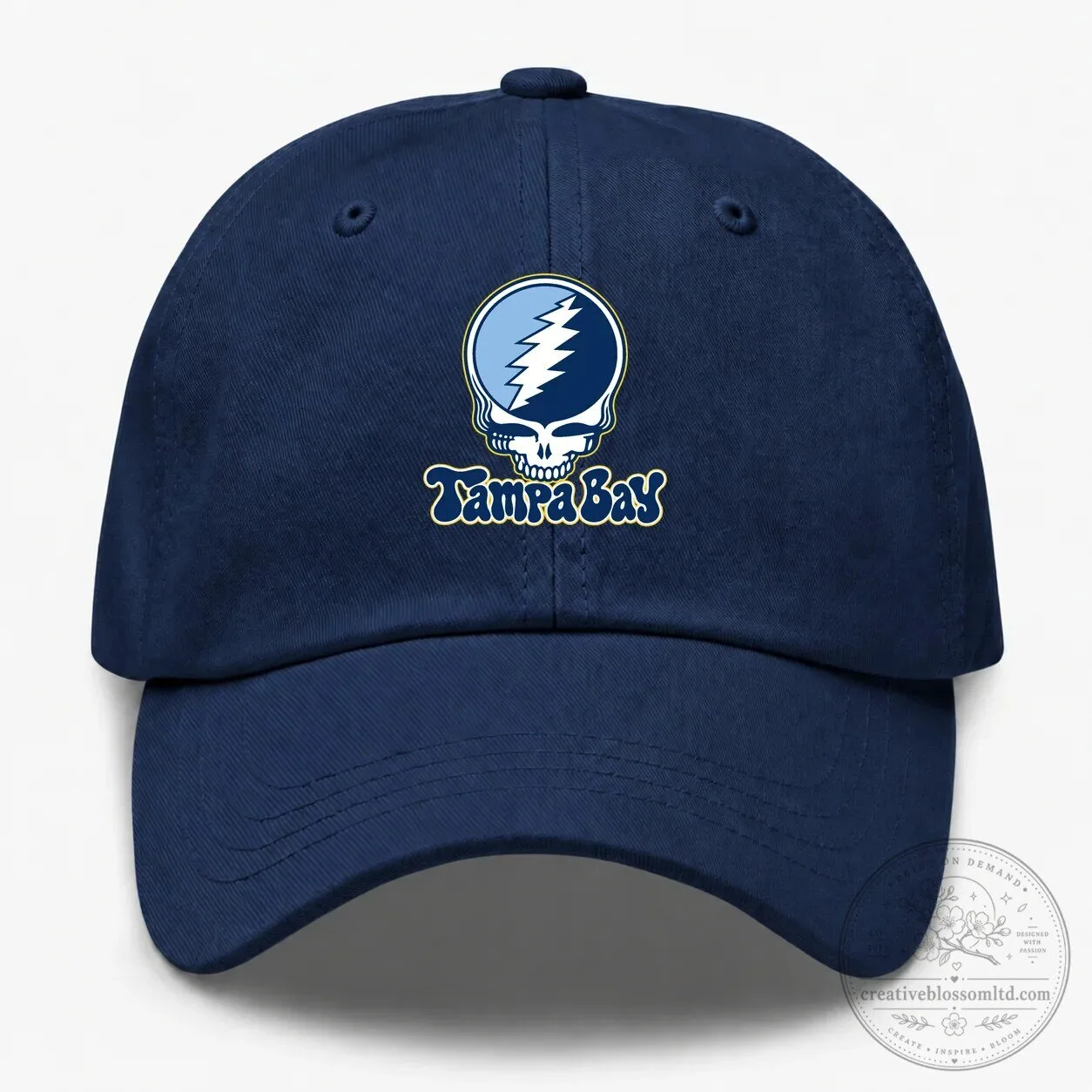 Tampa Bay Baseball Grateful Dead Stealie Skull Logo Embroidered Cap Hat