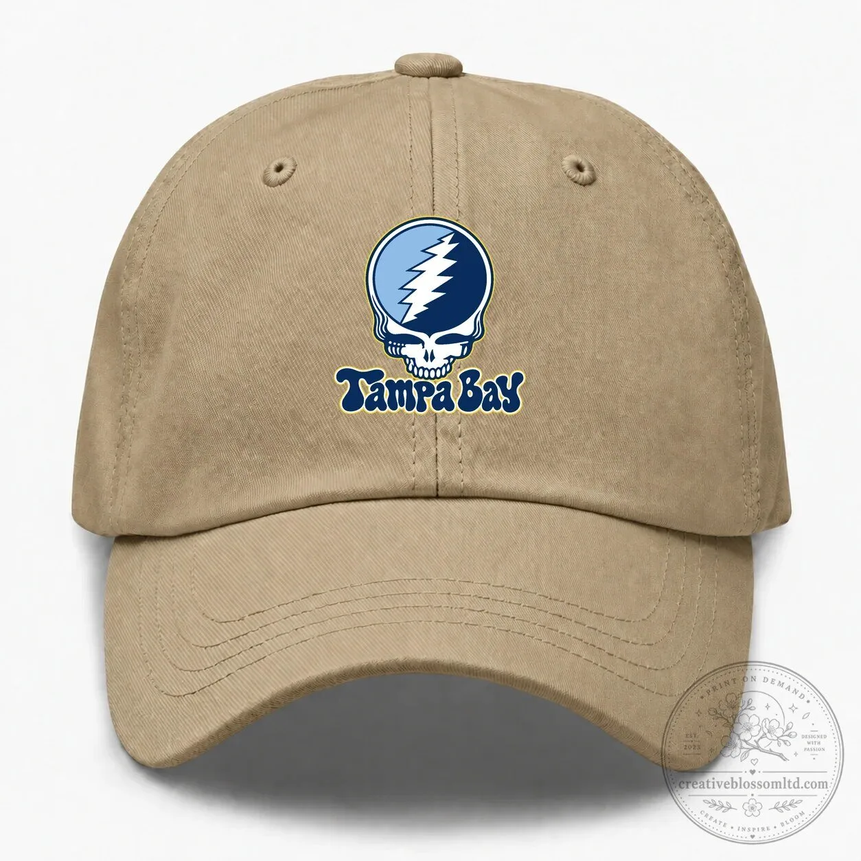 Tampa Bay Baseball Grateful Dead Stealie Skull Logo Embroidered Cap Hat 11 Tampa Bay Baseball Grateful Dead Stealie Skull Logo Embroidered Cap Hat