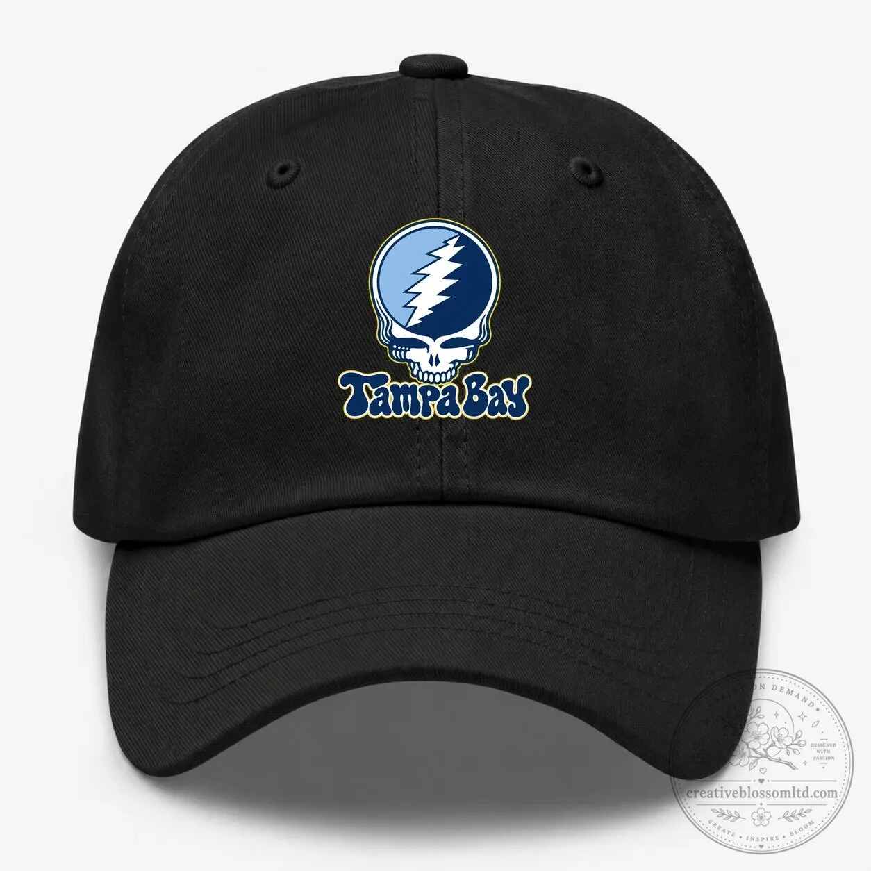 Tampa Bay Baseball Grateful Dead Stealie Skull Logo Embroidered Cap Hat 12 Tampa Bay Baseball Grateful Dead Stealie Skull Logo Embroidered Cap Hat