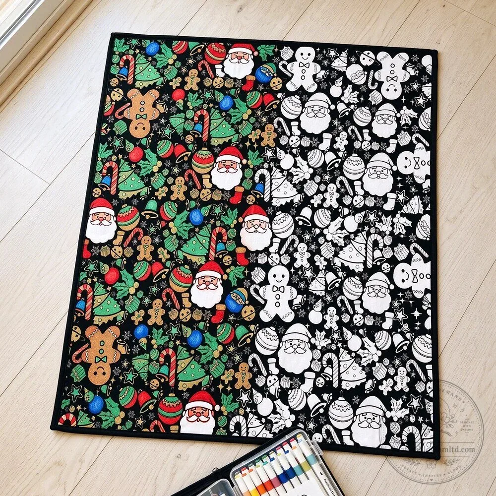 Christmas Winter Village Scene Coloring Activity Blanket for Kids 18 Christmas Winter Village Scene Coloring Activity Blanket for Kids