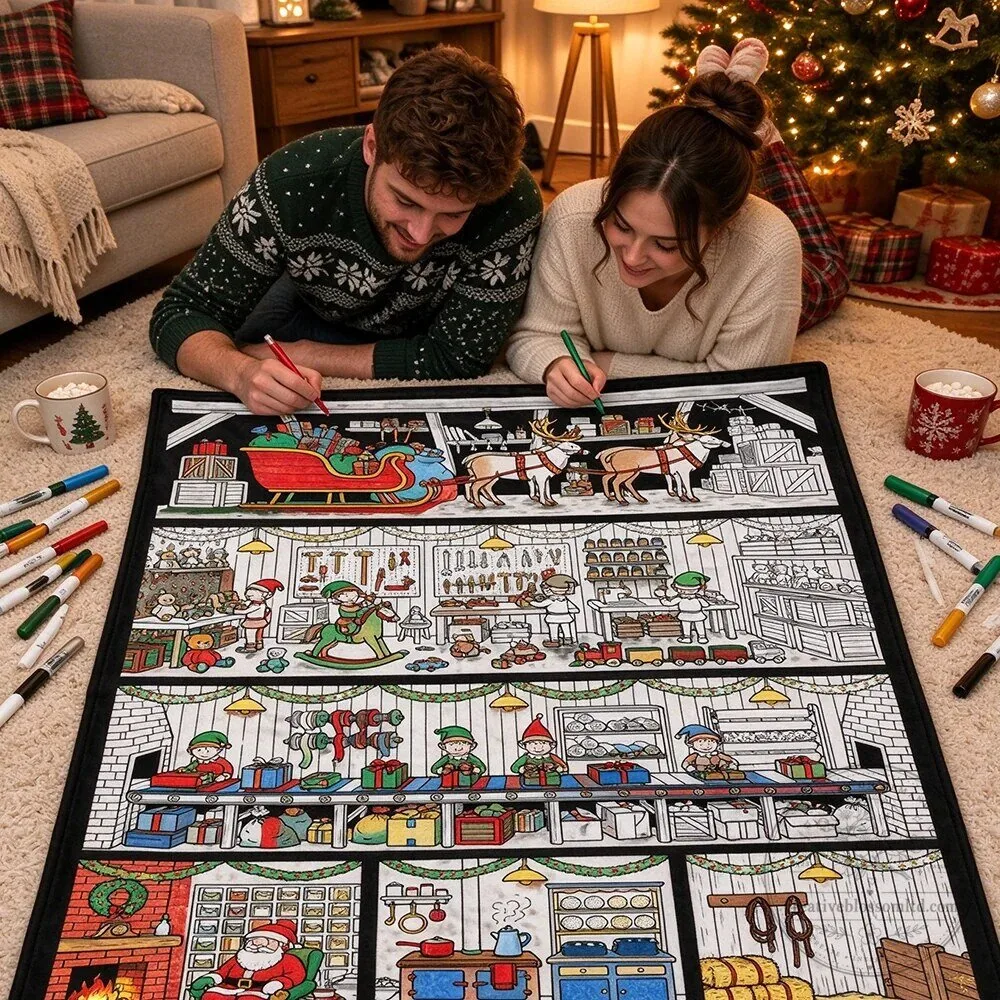 Christmas Winter Village Scene Coloring Activity Blanket for Kids 19 Christmas Winter Village Scene Coloring Activity Blanket for Kids