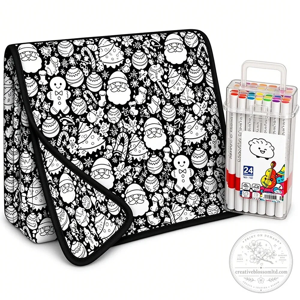 Christmas Winter Village Scene Coloring Activity Blanket for Kids 24 Christmas Winter Village Scene Coloring Activity Blanket for Kids