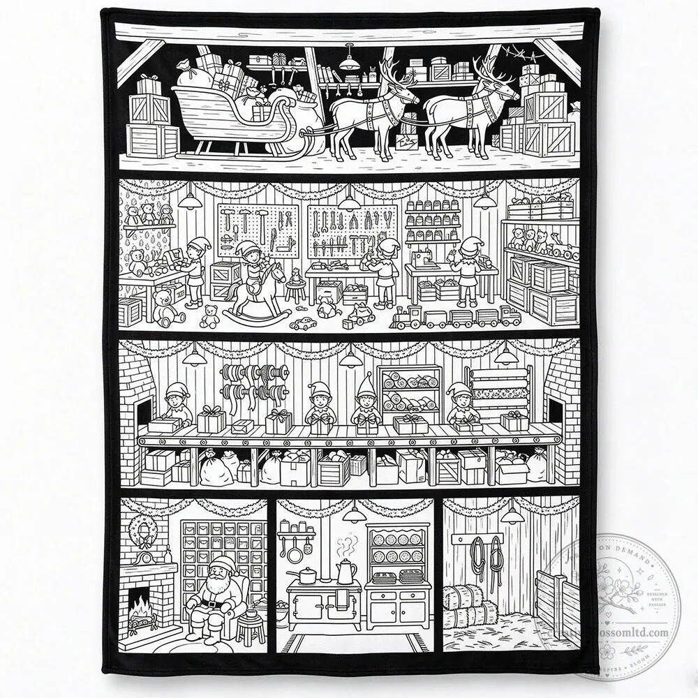 Christmas Winter Village Scene Coloring Activity Blanket for Kids 26 Christmas Winter Village Scene Coloring Activity Blanket for Kids
