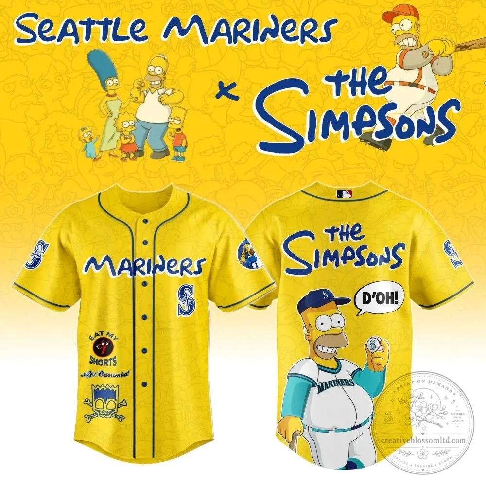 Seattle Mariners The Simpsons Homer Simpson Baseball Jersey 7 Seattle Mariners The Simpsons Homer Simpson Baseball Jersey
