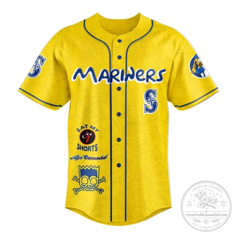Seattle Mariners The Simpsons Homer Simpson Baseball Jersey 8 Seattle Mariners The Simpsons Homer Simpson Baseball Jersey