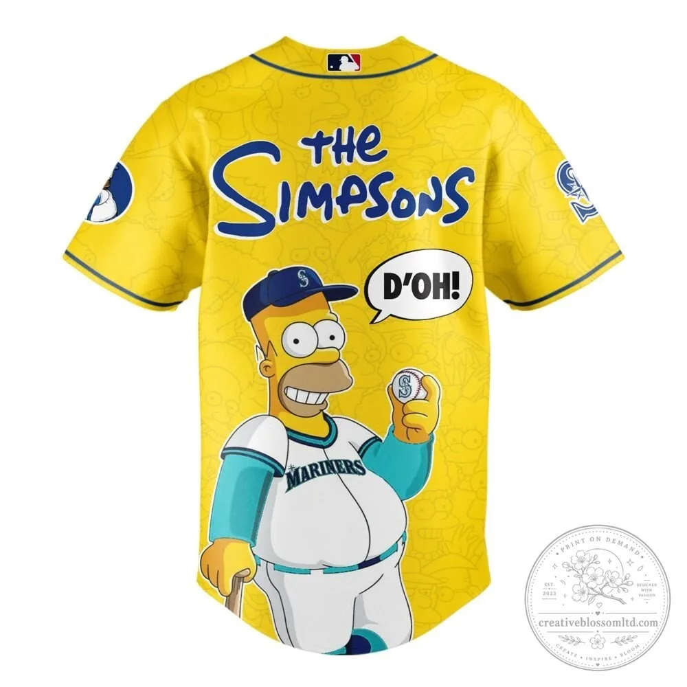 Seattle Mariners The Simpsons Homer Simpson Baseball Jersey 9 Seattle Mariners The Simpsons Homer Simpson Baseball Jersey