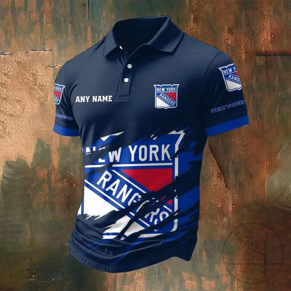 New York Rangers Personalized Name Black Polo Shirt 10 New York Rangers Personalized Name Black Polo Shirt