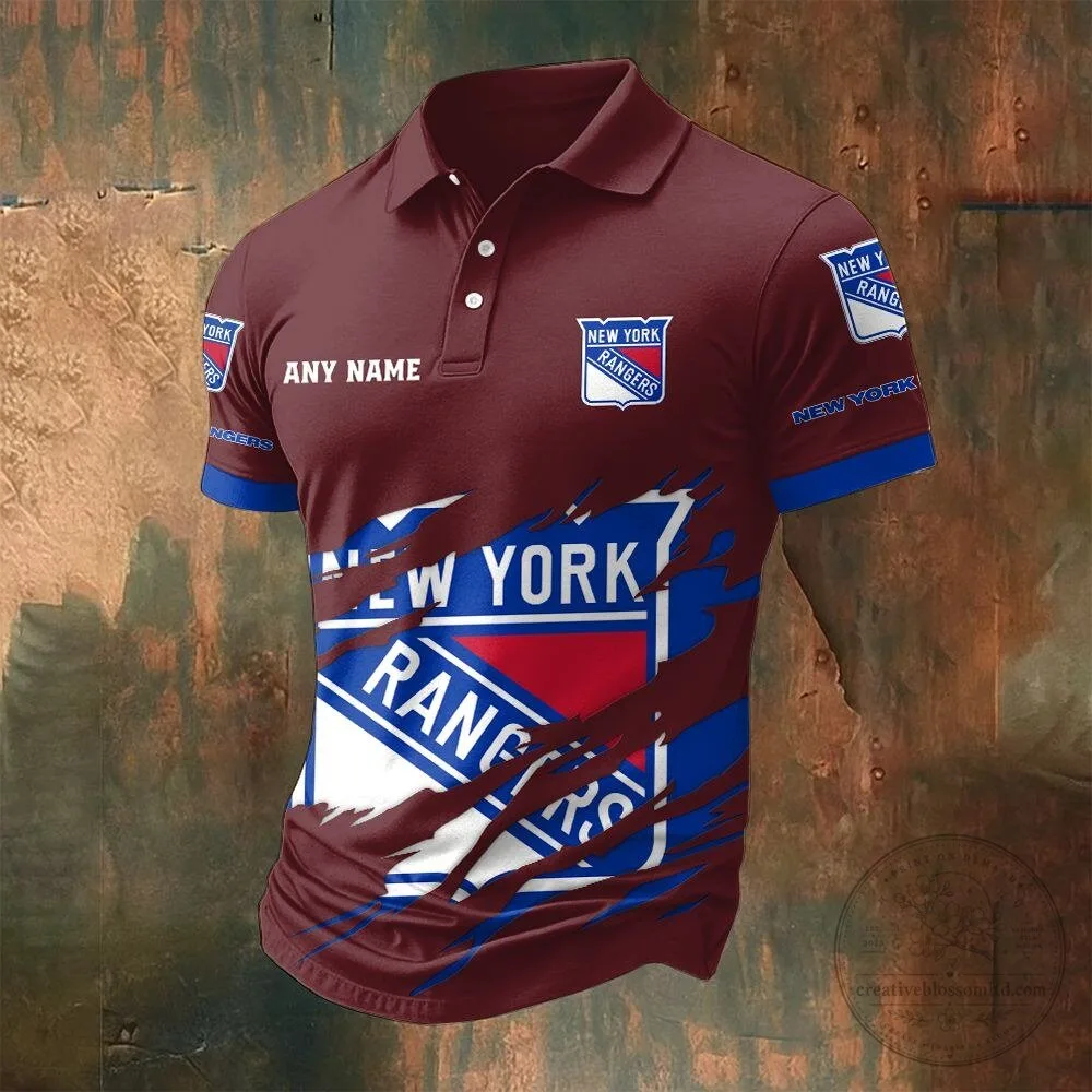 New York Rangers Personalized Name Black Polo Shirt 12 New York Rangers Personalized Name Black Polo Shirt