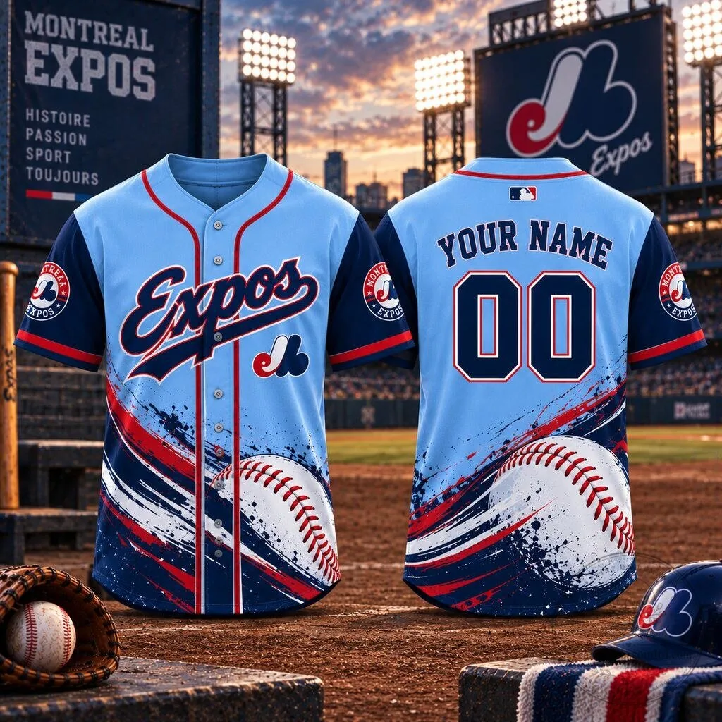 Montreal Expos Baseball Team Light Blue Personalized Baseball Jersey 3 Montreal Expos Baseball Team Light Blue Personalized Baseball Jersey
