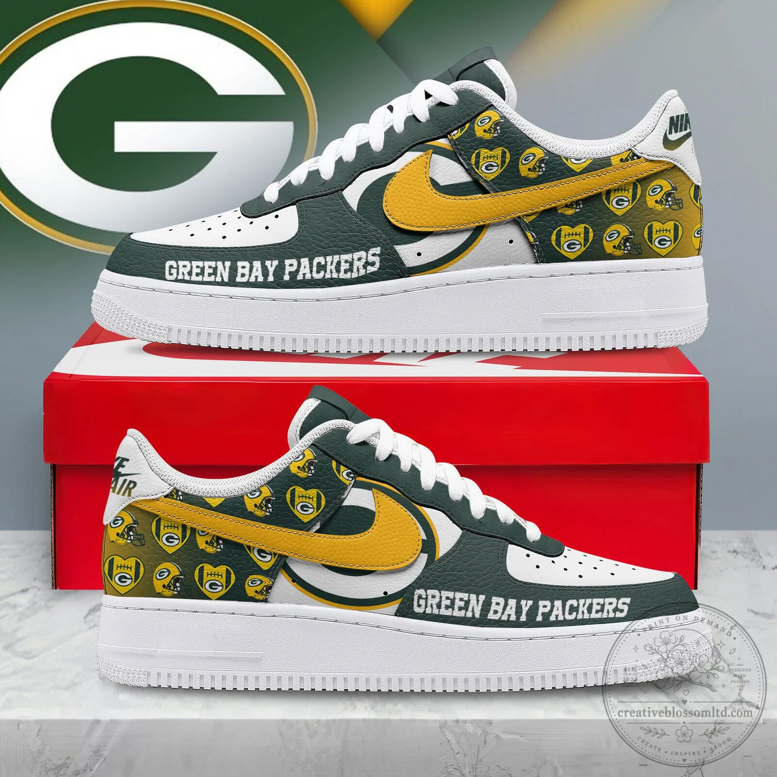 Athletic Shoes Featuring the Green Bay Packers NFL Team Logo
