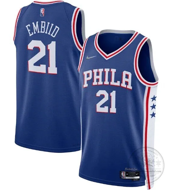 Joel Embiid Philadelphia 76ers Icon Edition Blue Basketball Jersey 3 Joel Embiid Philadelphia 76ers Icon Edition Blue Basketball Jersey