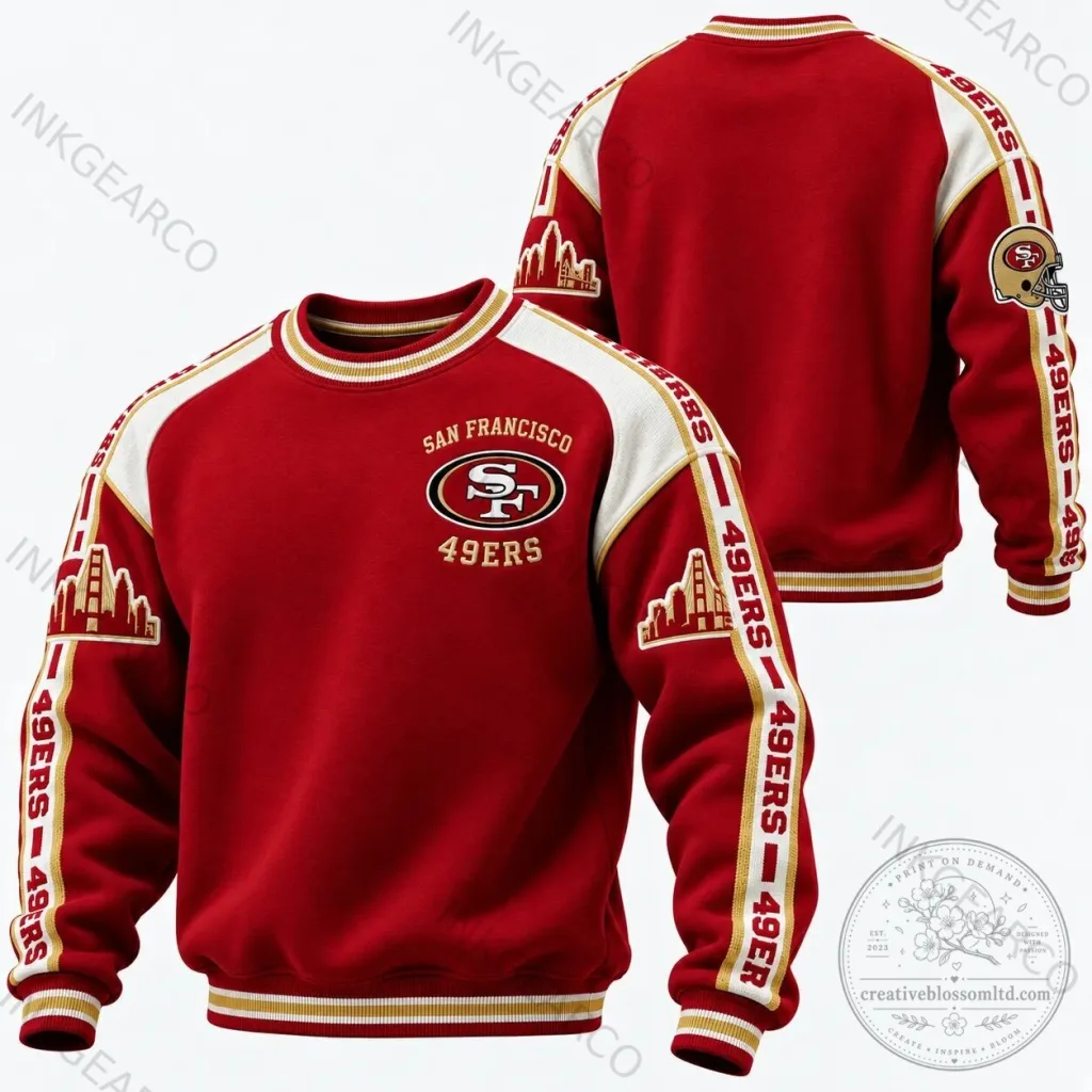 San Francisco 49ers NFL Football Team Red Crewneck Sweatshirt San Francisco 49ers NFL Football Team Red Crewneck Sweatshirt