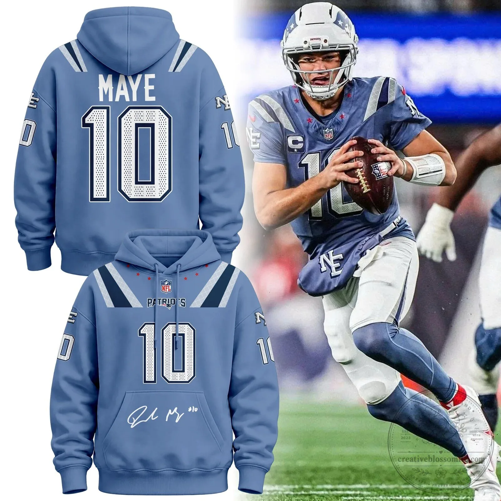 Drake Maye New England Patriots Number 10 Hoodie
