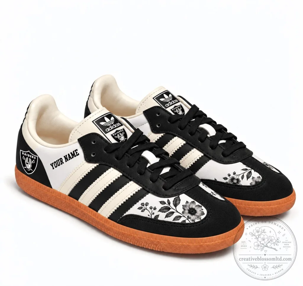 Las Vegas Raiders Floral Heritage Samba Shoes Las Vegas Raiders Floral Heritage Samba Shoes