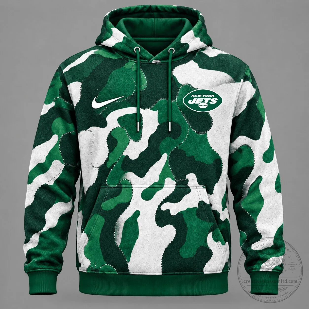 New York Jets American Football Team Green Camouflage Pattern Hoodie