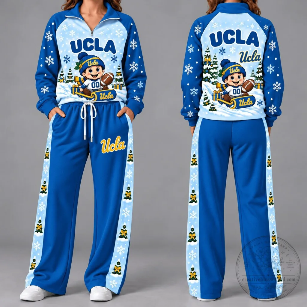 UCLA Bruins Football Christmas Snowflakes Winter Quarter-Zip Hoodie Tracksuit UCLA Bruins Football Christmas Snowflakes Winter Quarter-Zip Hoodie Tracksuit