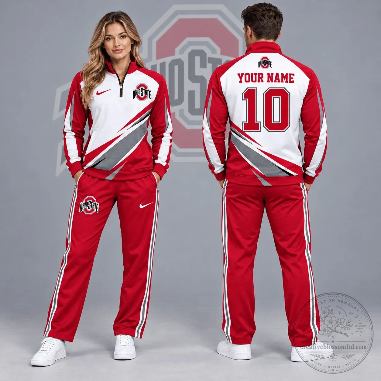 Ohio State Buckeyes Personalized Quarter-Zip Track Jacket and Pants Set