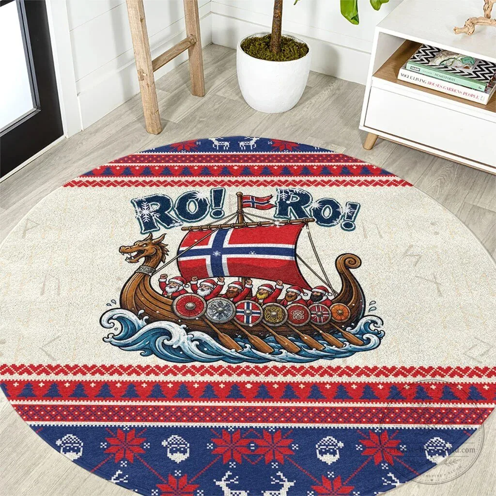 Norse Viking Santa Claus Christmas Round Rug