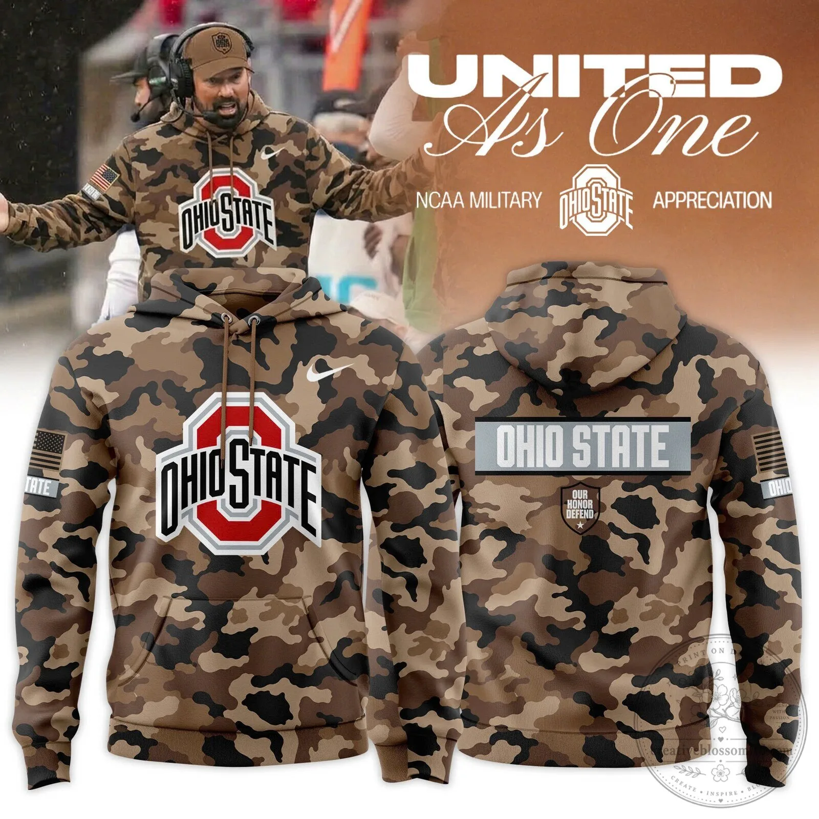 Ohio State Buckeyes Military Appreciation Camouflage NCAA Football Hoodie 1 Ohio State Buckeyes Military Appreciation Camouflage NCAA Football Hoodie