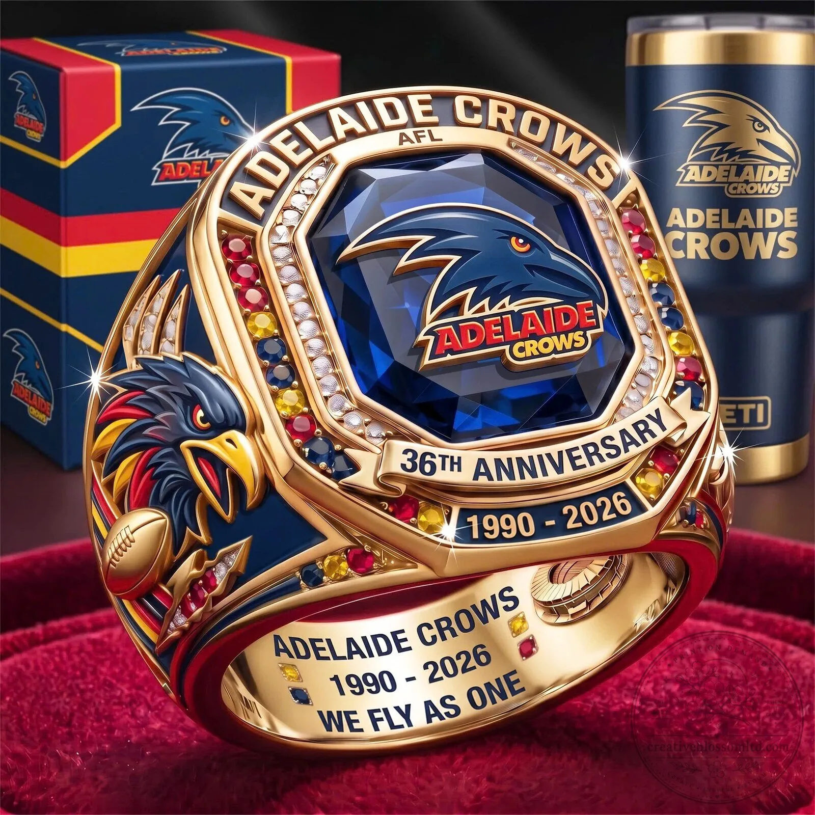 Adelaide Crows AFL 36th Anniversary 1990-2026 We Fly As One Championship Ring