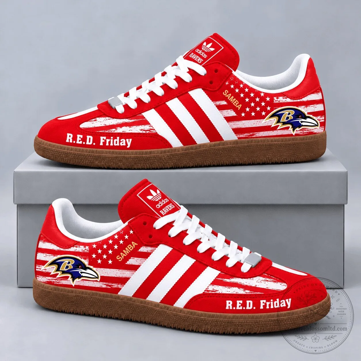 Military Tribute Shoes with American Flag for Baltimore Ravens R.E.D. Friday