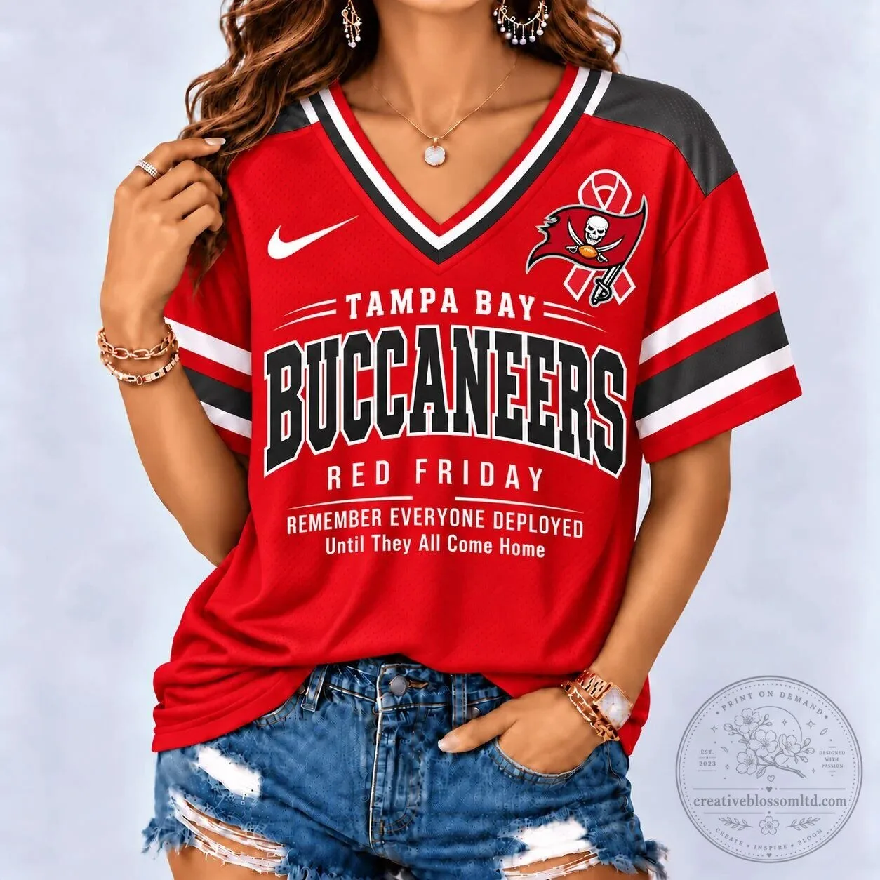 Tampa Bay Buccaneers Red Friday Remember Everyone Deployed Until They All Come Home Jersey