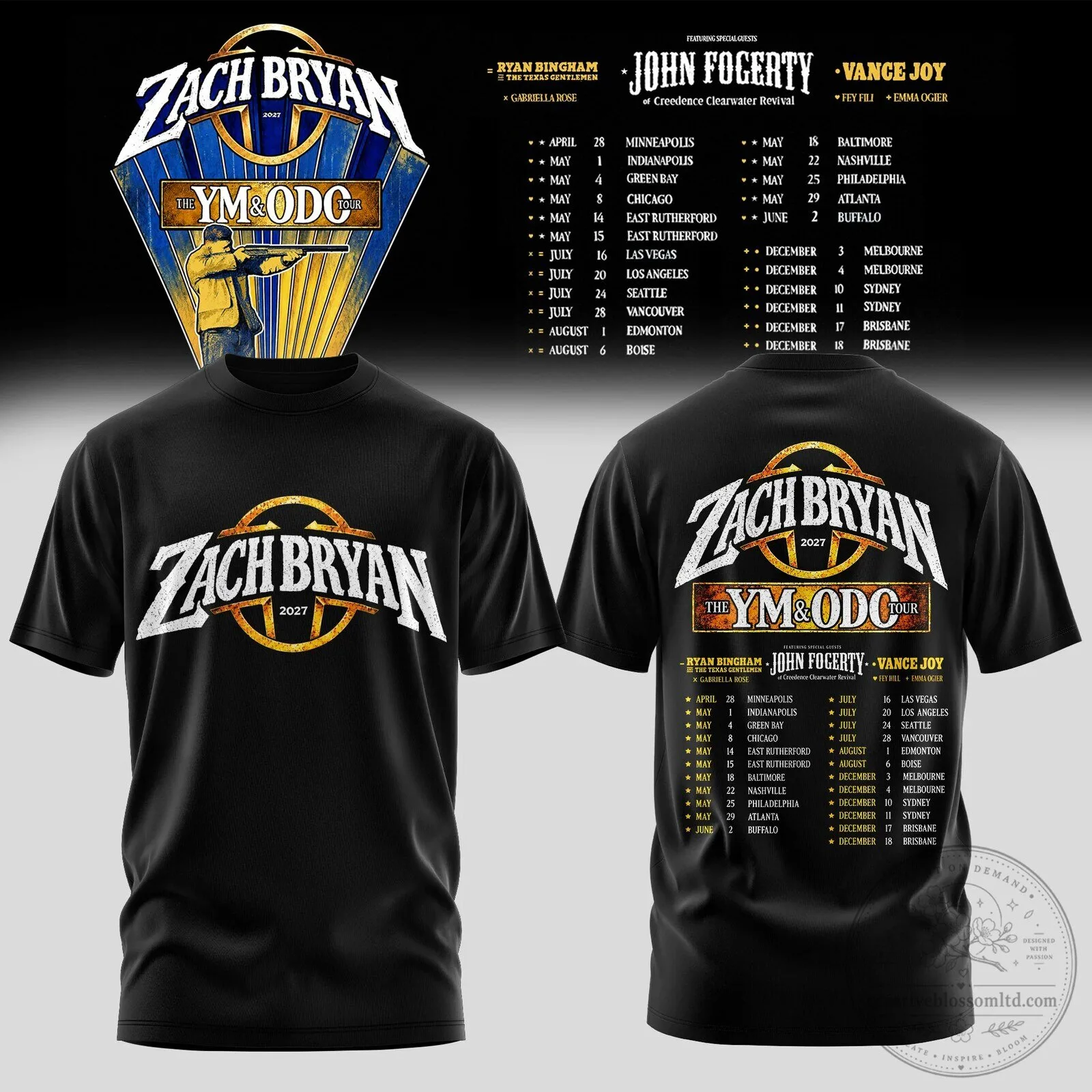 Zach Bryan The YM & ODC Tour 2027 Concert Dates Black Adult T-Shirt 2 Zach Bryan The YM & ODC Tour 2027 Concert Dates Black Adult T-Shirt