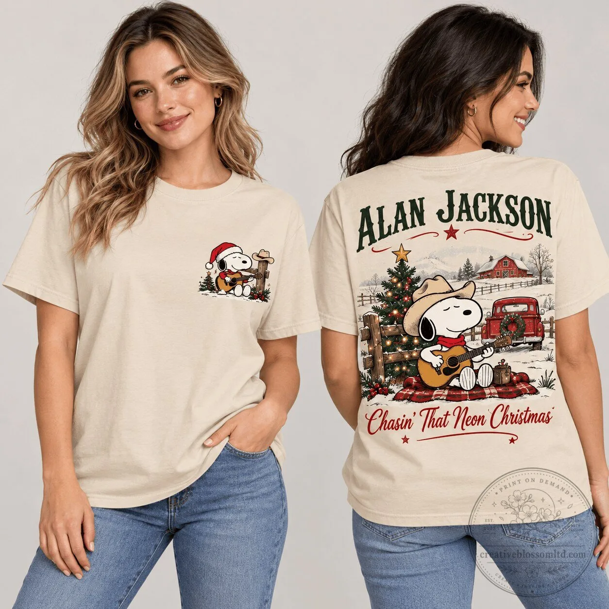 Alan Jackson Snoopy Chasin' That Neon Christmas Holiday T-Shirt