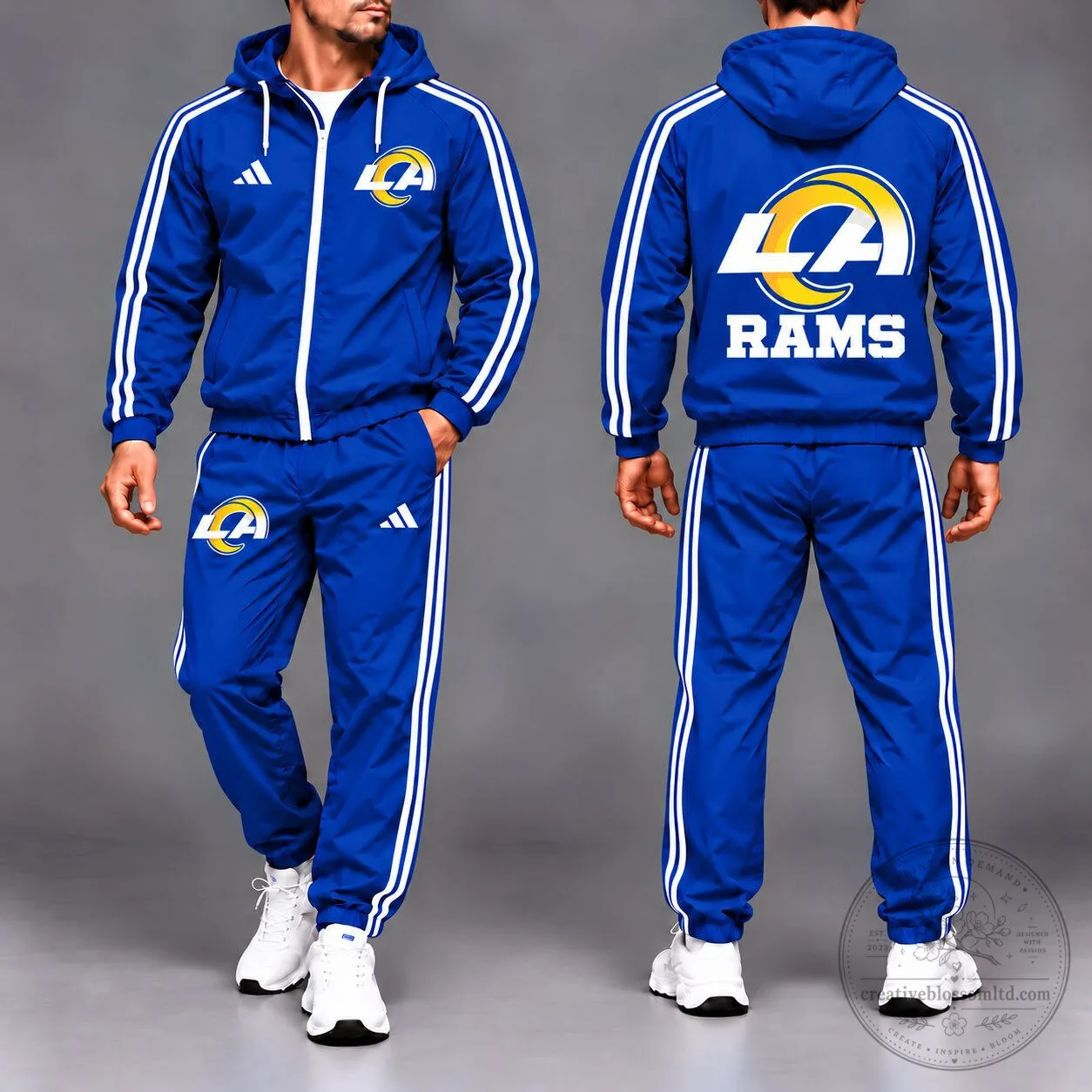 Los Angeles Rams NFL Team Blue Full-Zip Hooded Tracksuit Jacket