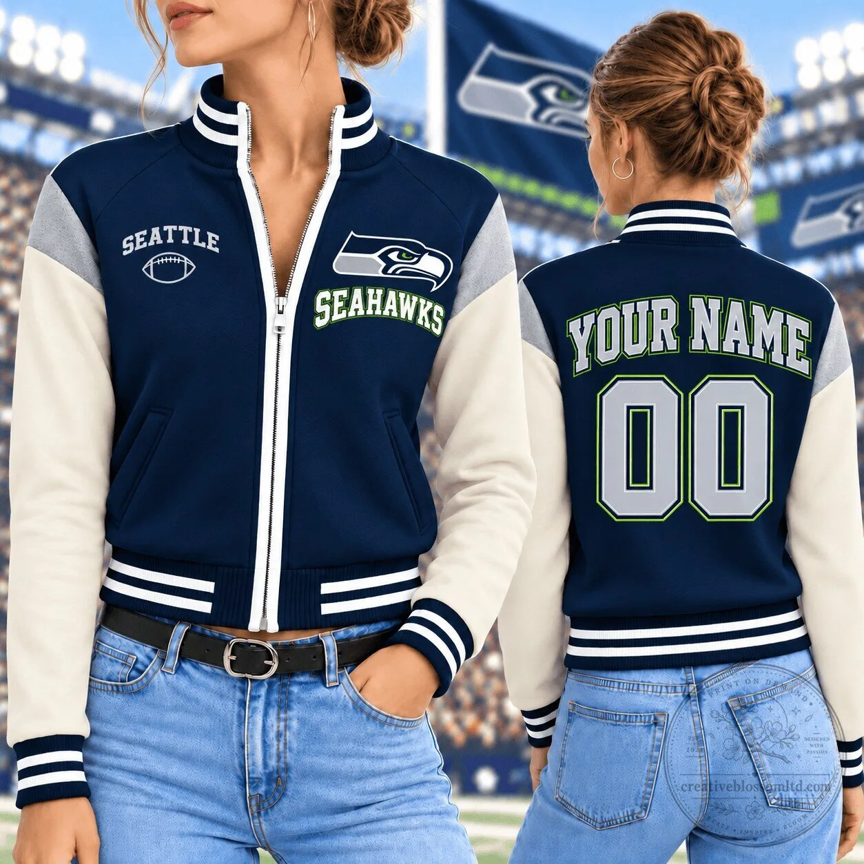 Seattle Seahawks Personalized Varsity Jacket