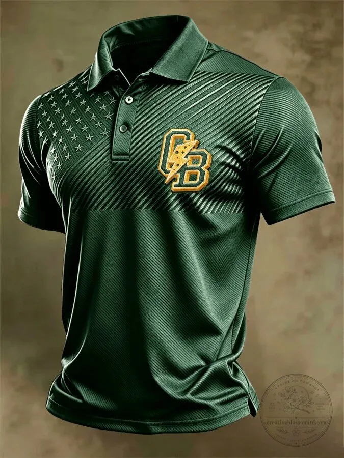 Green Bay Packers American Flag Stars Stripes Pattern Polo Shirt