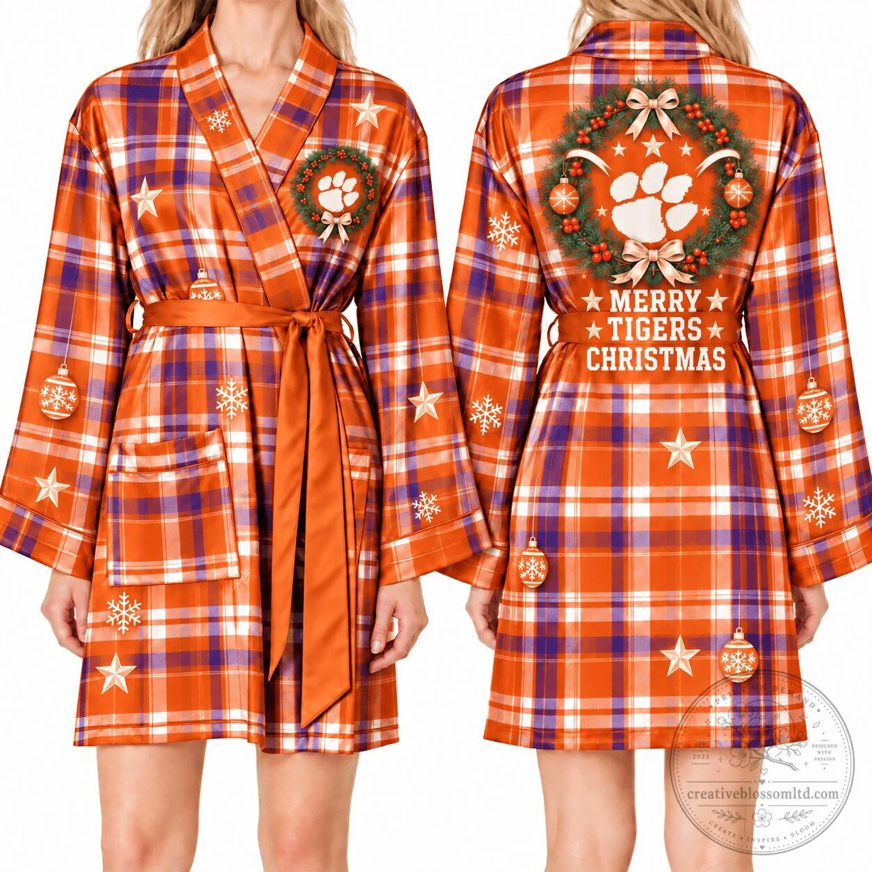 Clemson Tigers Christmas Plaid Holiday Robe