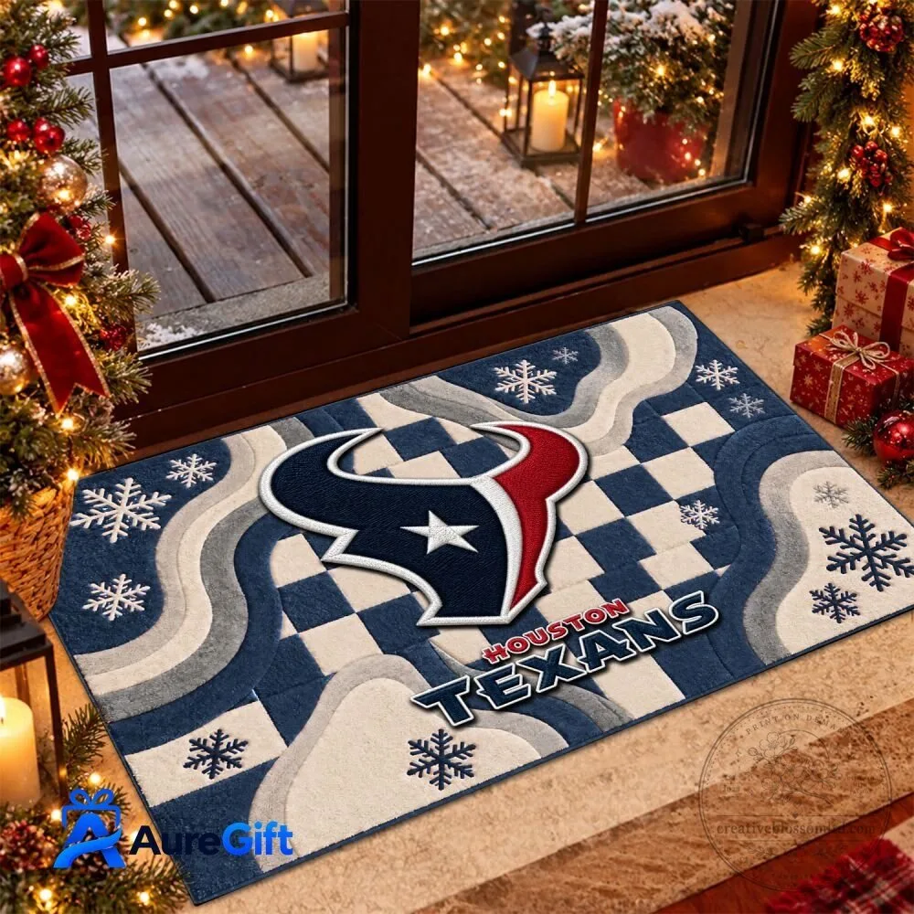 Houston Texans Christmas Snowflakes Doormat