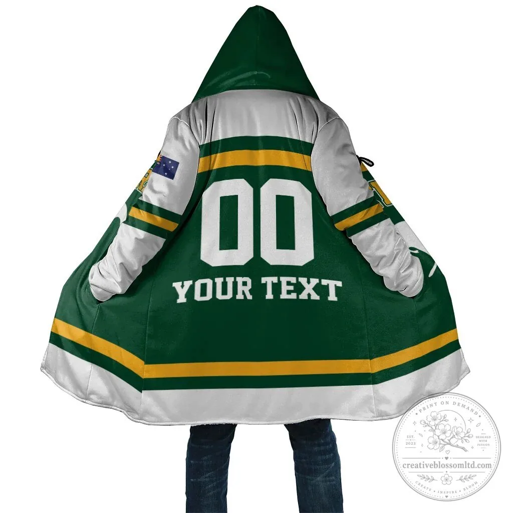 Australia Kookaburras Hockey Team Green and Gold Personalized Hooded Cloak