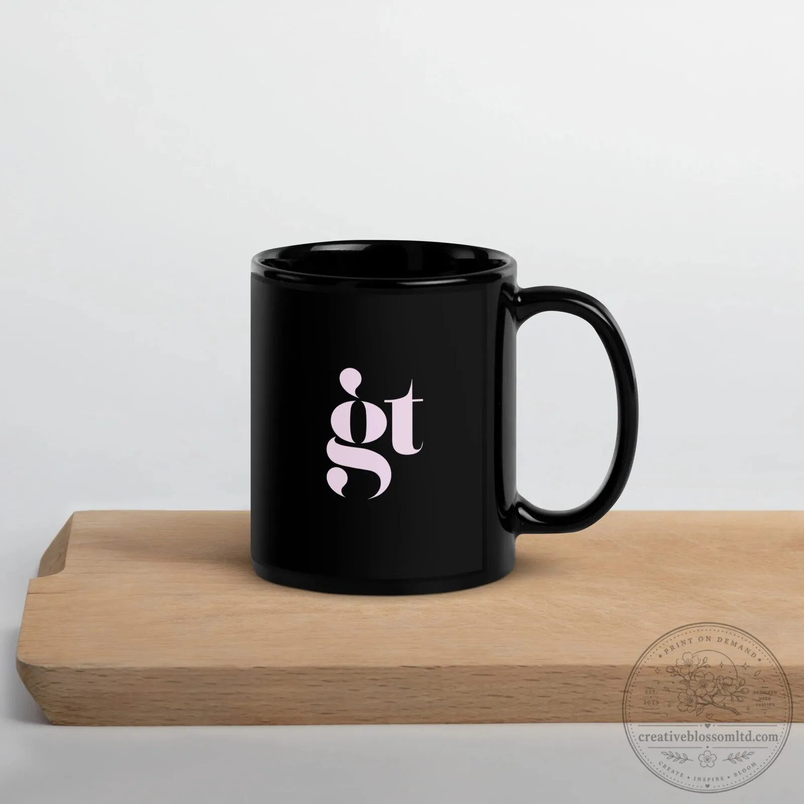 Lavender Haze Black Coffee Mug, Aesthetic Pink Lettering Design