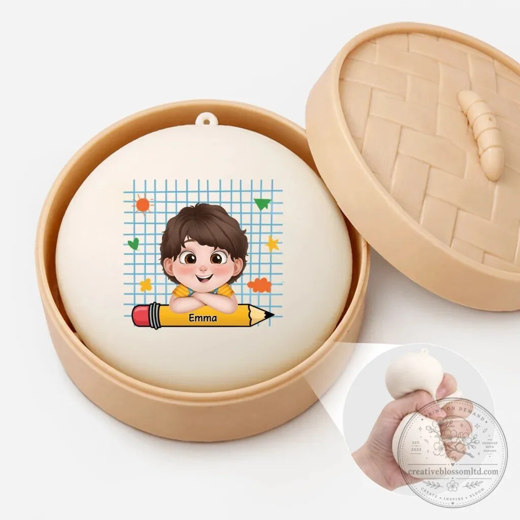 Personalized Steamed Bun Squishy Toy for Kids, Custom Stress Relief Gift
