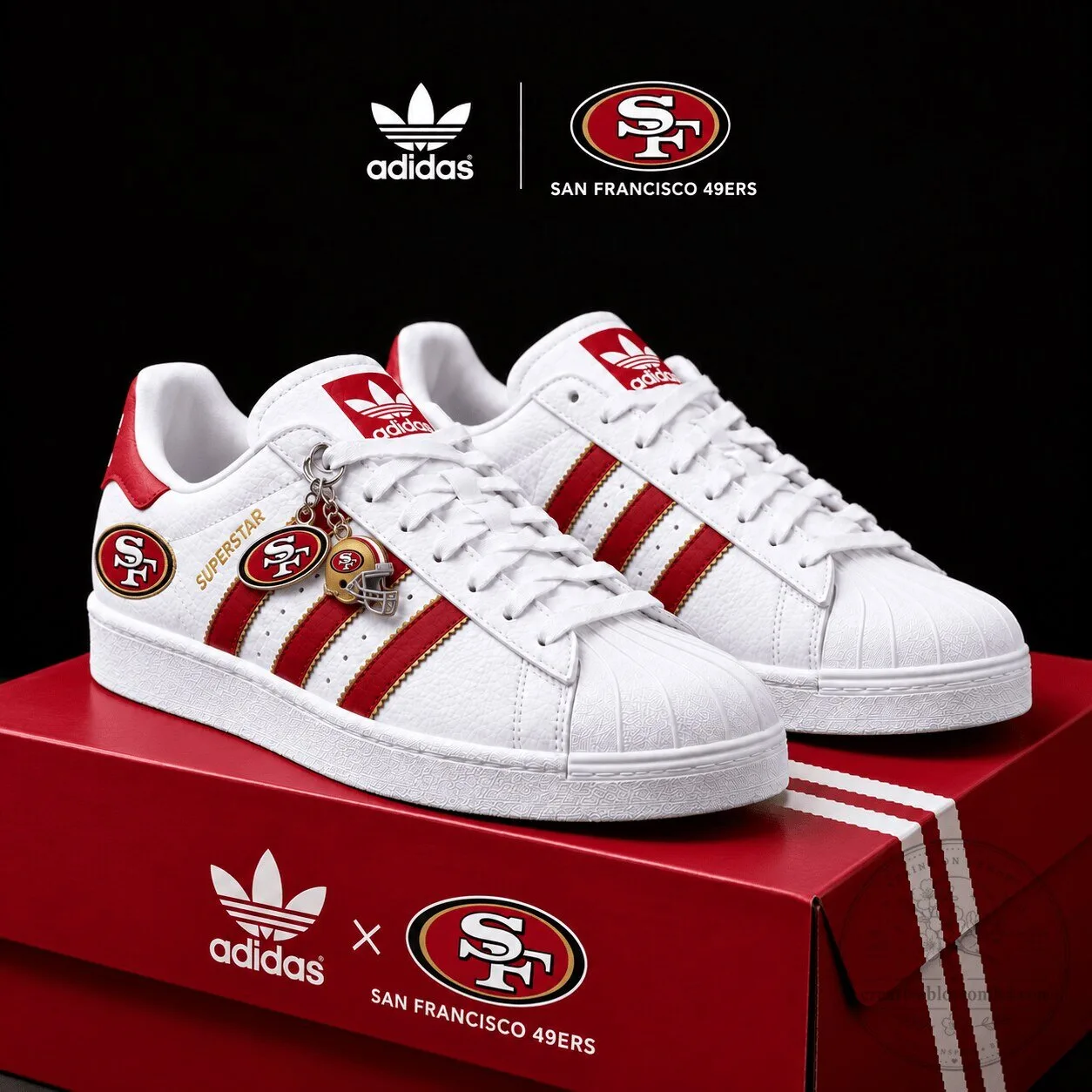 San Francisco 49ers Adidas Superstar Custom Low-Top Sneakers