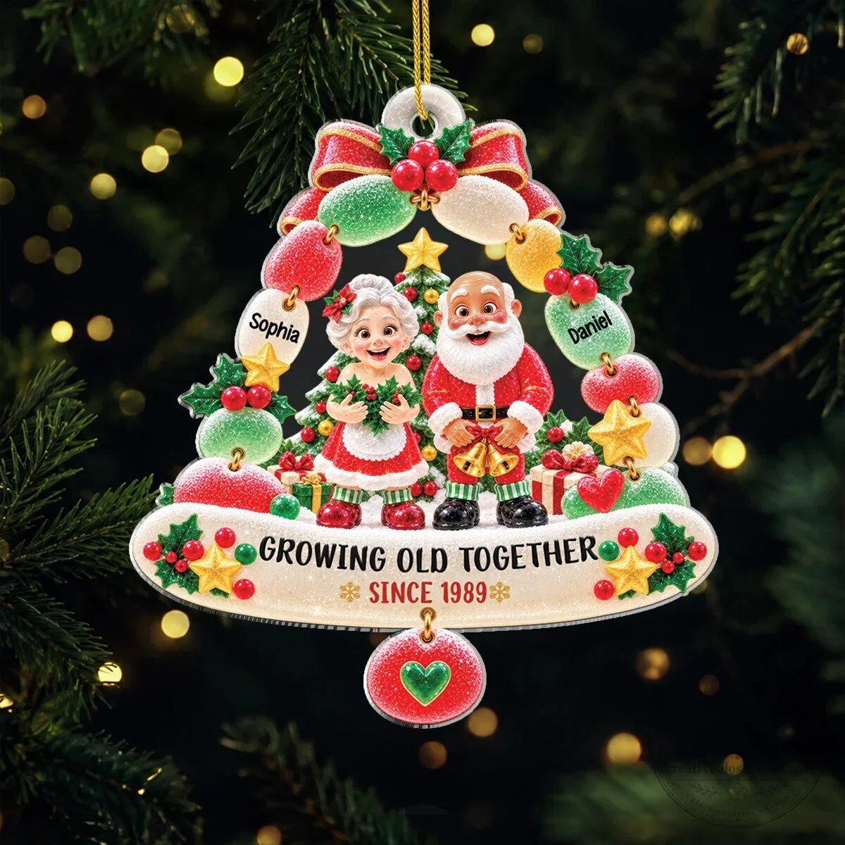 Personalized Christmas Couple Growing Old Together Since 1989 Tree Ornament